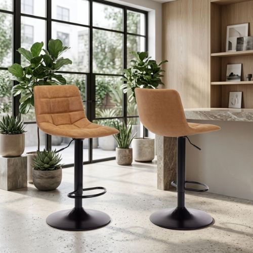 Ghế quầy bar nệm da PU chân sắt sơn tĩnh điện tăng giảm chiều cao - Mã: 8026