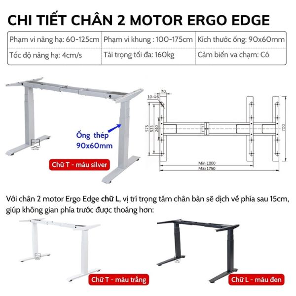 khung bàn làm việc đứng công thái học