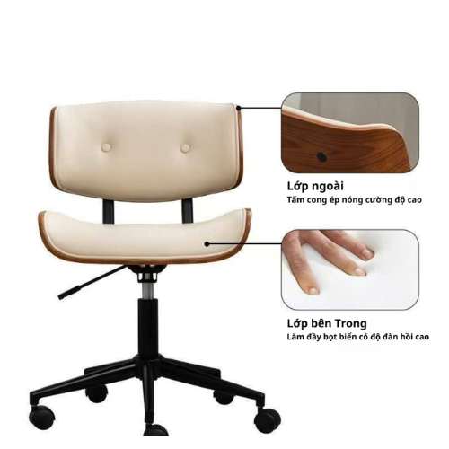 Ghế da văn phòng lưng gỗ plywood - Mã: 2497 - Ảnh 7