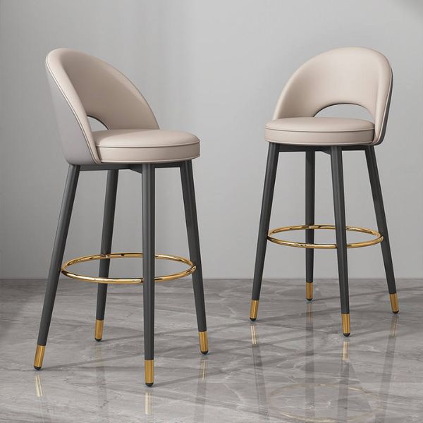 Ghế quầy bar chân sắt cố định nệm da - Mã: 2527