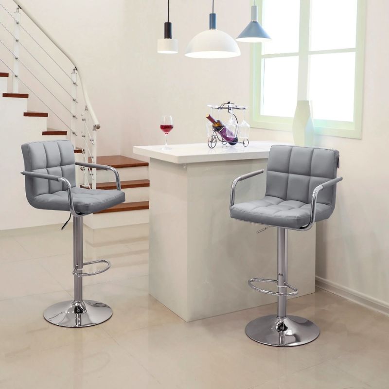 ghế quầy bar có tay nệm da B029