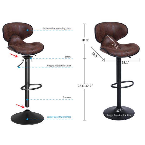 Kích thươc ghế bar lưng cánh bướm