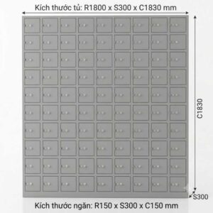 Kích thước tủ locker 100 ngăn