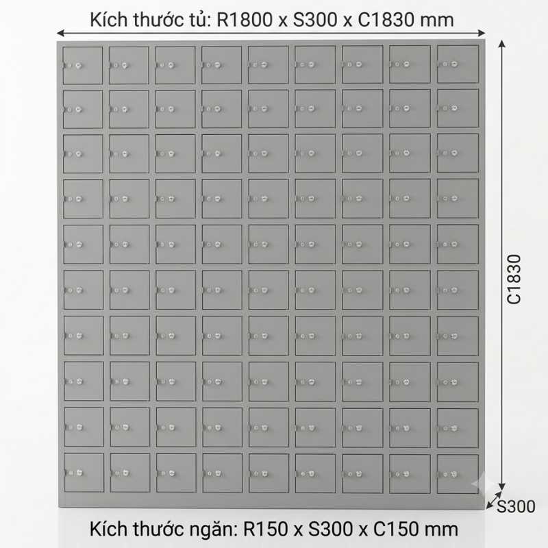 Tủ locker 100 ngăn đựng điện thoại - Mã: DT100C10K - Ảnh 4