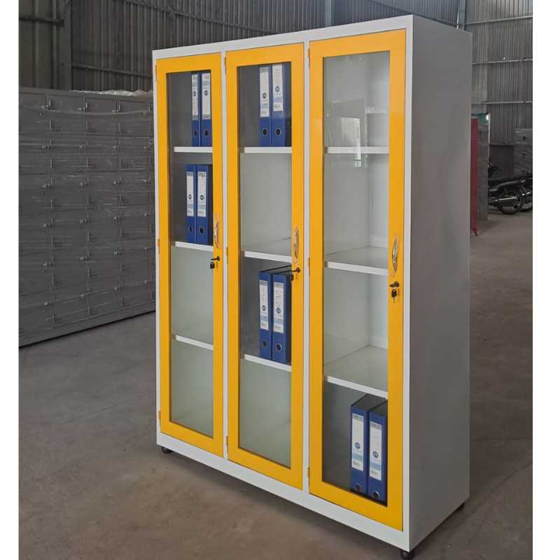 Tủ sắt hồ sơ 3 cánh kính phối 2 màu vàng trắng - Mã: TS3KK - Ảnh 7