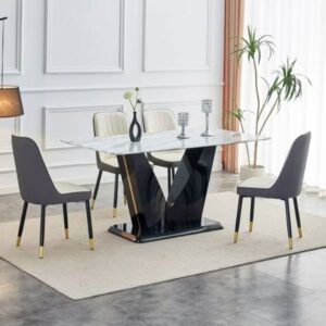 Bàn ăn mặt đá Venge chân thép - Mã: BA45