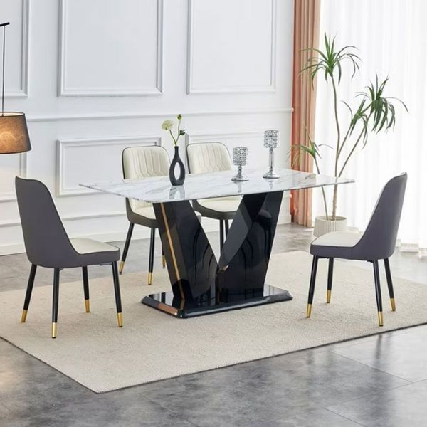 Bàn ăn mặt đá Venge chân thép - Mã: BA45