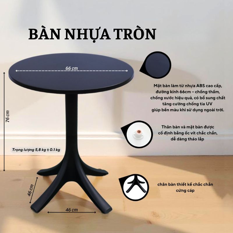 Bàn cafe nhựa đúc giá rẻ - Mã: 8097 - Ảnh 5