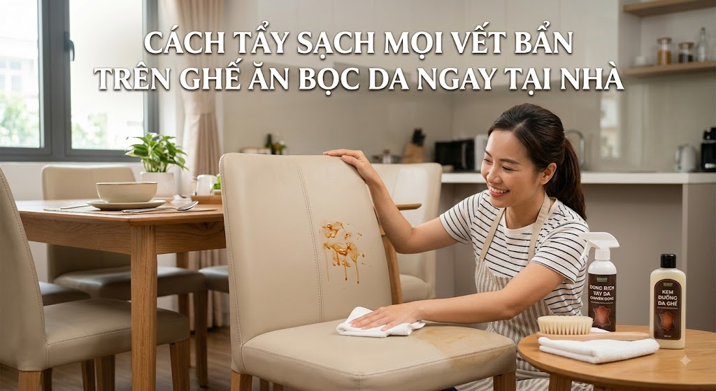 cách tẩy sạch mọi vết bẩn trên ghế ăn bọc da ngay tại nhà