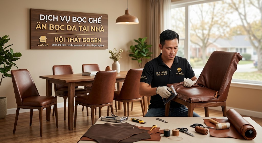 dịch vụ bọc ghế ăn bọc da nỉ tại nhà