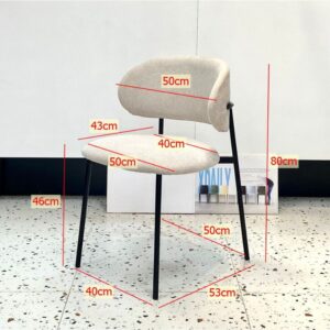 Ghế ăn, cafe chân sắt bọc nệm Piago - Mã: 5301 25 Kích thước ghế Piago mã 5301