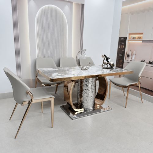Ghế ăn Zoy bọc da chân mạ vàng - Mã: 5299 8 Ghế ăn Zoy bọc da chân mạ vàng - Mã: 5299 - Ảnh 8