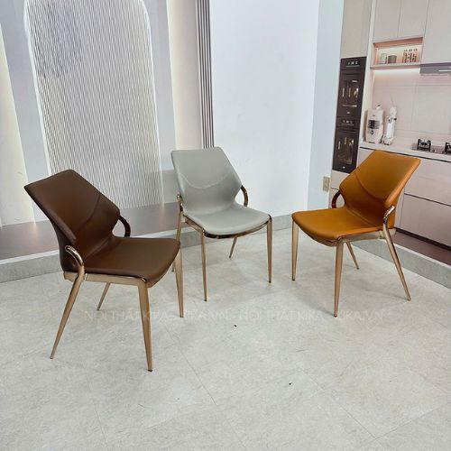 Ghế ăn Zoy bọc da chân mạ vàng - Mã: 5299 2 Ghế ăn Zoy bọc da chân mạ vàng - Mã: 5299 - Ảnh 2
