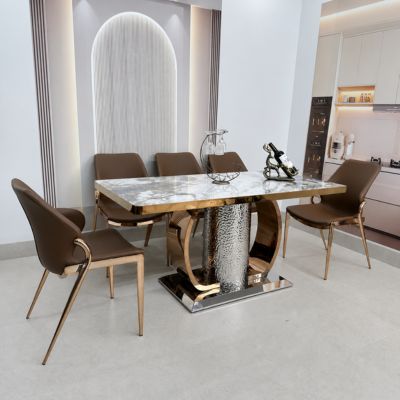 Ghế ăn Zoy bọc da chân mạ vàng - Mã: 5299 9 Ghế ăn Zoy bọc da chân mạ vàng - Mã: 5299 - Ảnh 9