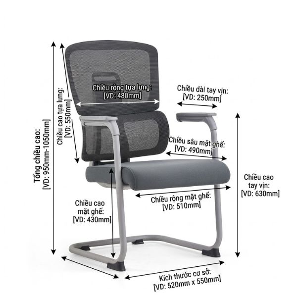 Ghế chân quỳ công thái học lưng lưới - Mã: 8456 - Ảnh 9