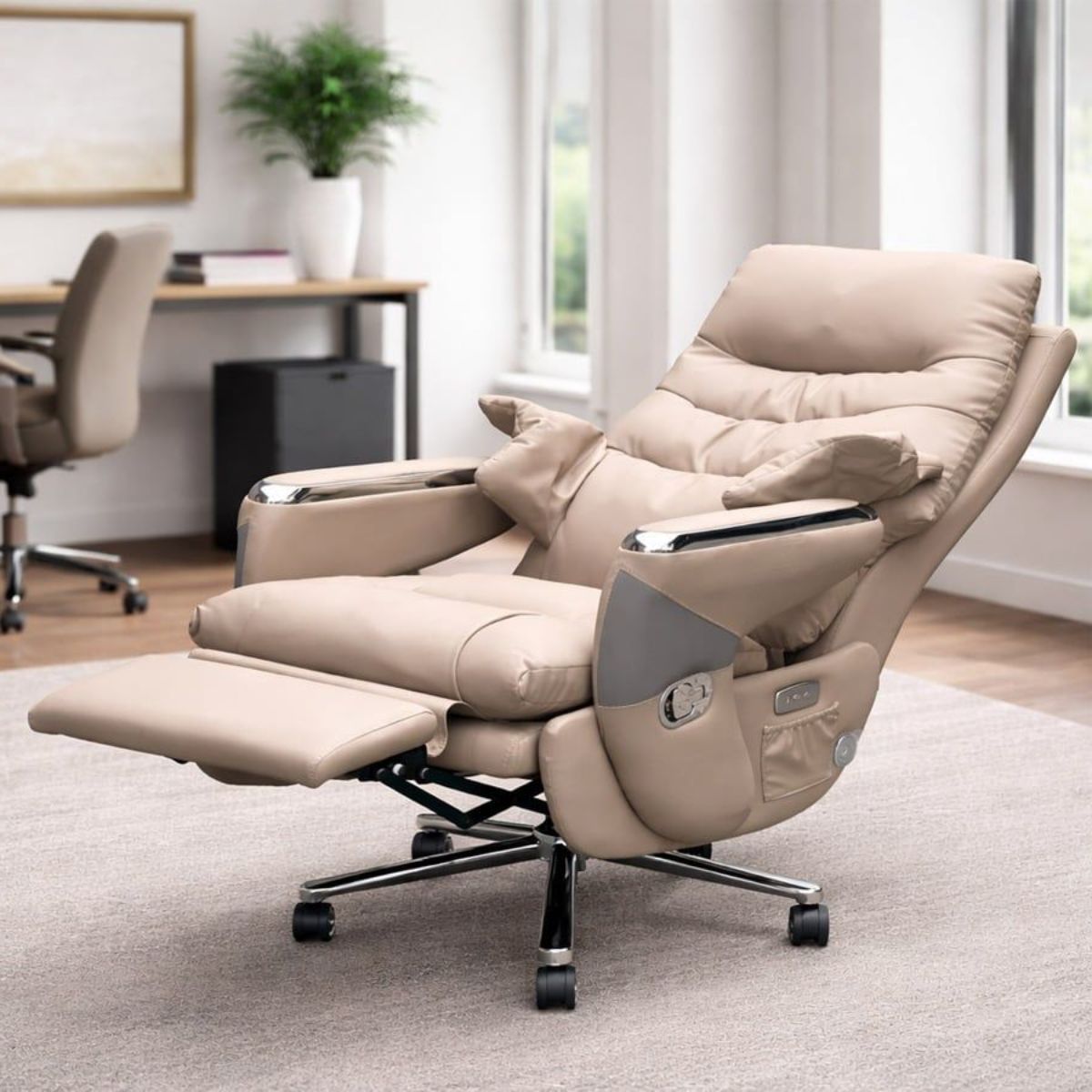 Ghế chủ tịch, ghế giám đốc, ghế xoay văn phòng chỉnh điện có massage gác chân tích điện - Mã: 7304 4 Ghế chủ tịch, ghế giám đốc, ghế xoay văn phòng chỉnh điện có massage gác chân tích điện - Mã: 7304 - Ảnh 4