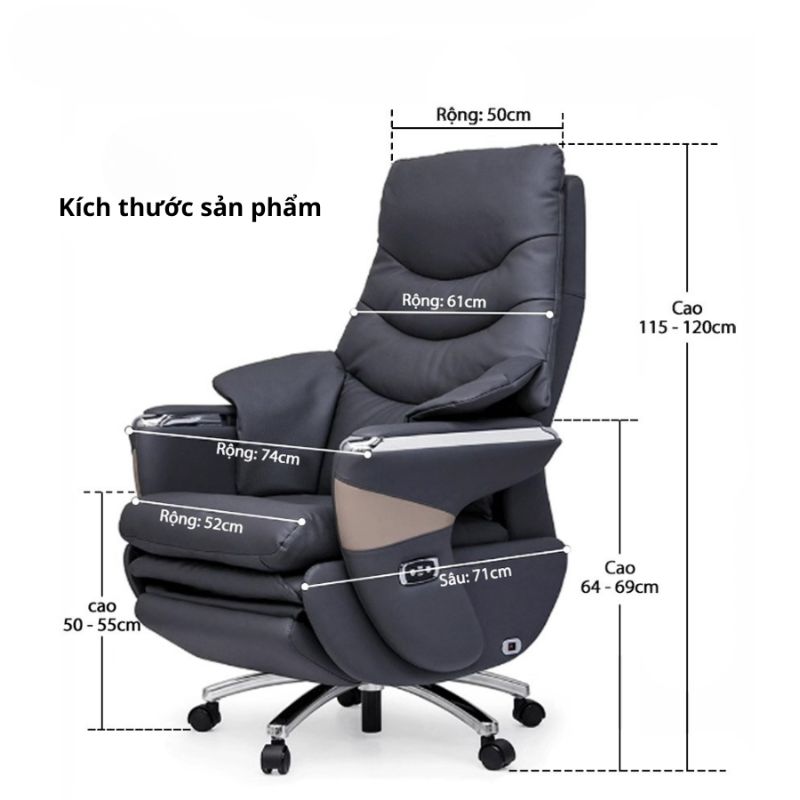 Ghế chủ tịch, ghế giám đốc, ghế xoay văn phòng chỉnh điện có massage gác chân tích điện - Mã: 7304 12 Ghế chủ tịch, ghế giám đốc, ghế xoay văn phòng chỉnh điện có massage gác chân tích điện - Mã: 7304 - Ảnh 12
