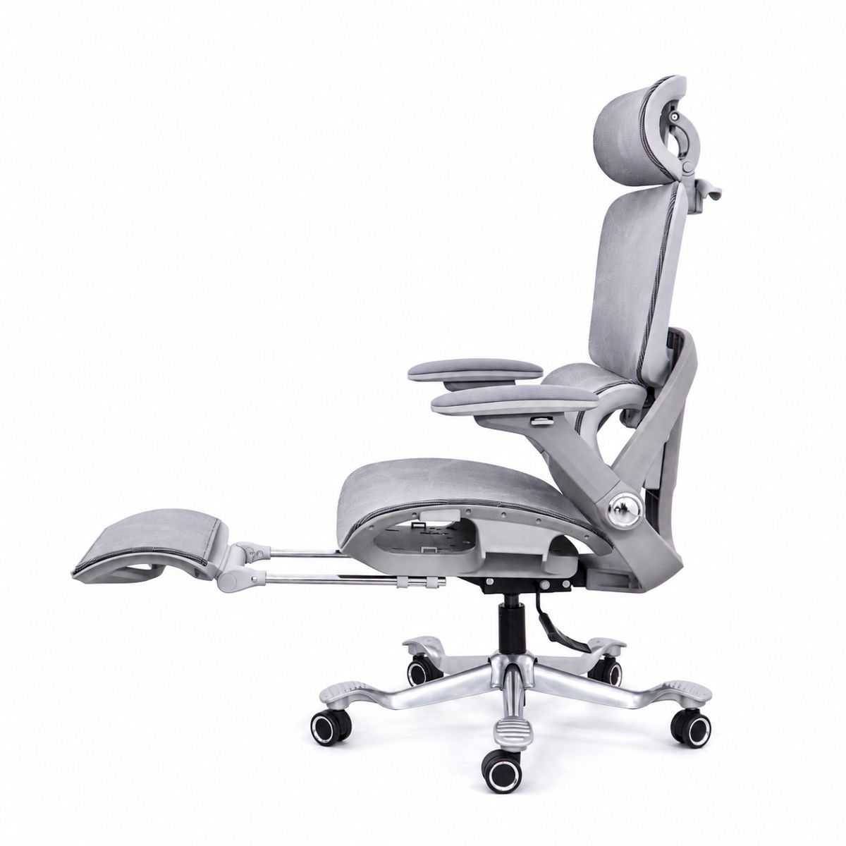 Ghế công thái học lưới vẩy rồng (Gray) - Mã: 891, Tay vịn 5D, Chân hợp kim nhôm 28 ghế văn phòng chống đau lưng cao cấp