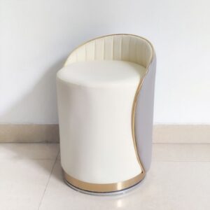 Ghế đôn bàn trang điểm bọc da - Mã: 2714 32 ghế bọc da viền kim loại vàng