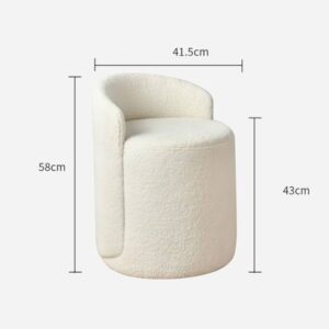 Ghế đôn xoay 360 độ bọc vải lông cừu - Mã: 2713 37 kích thước ghế bọc vải bouclé lông cừu