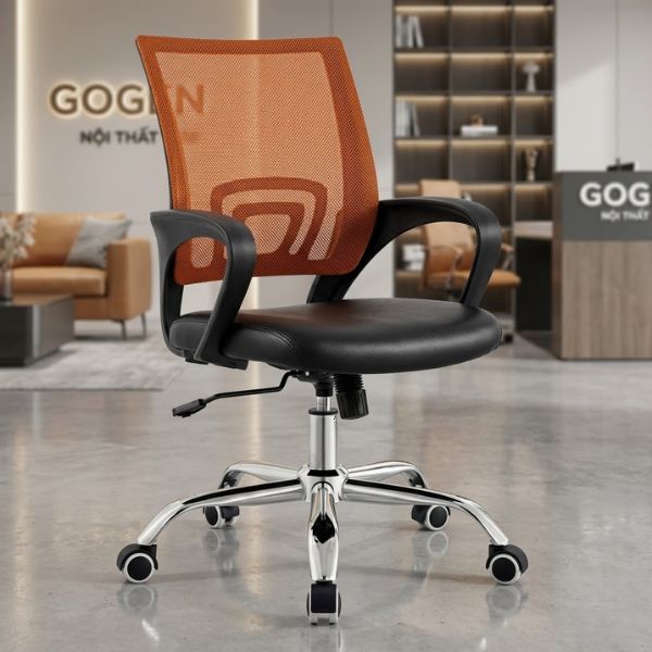 Ghế xoay lưng lưới nệm bọc da - Mã: 4927 3 Ghế xoay lưng lưới nệm bọc da - Mã: 4927 - Ảnh 3