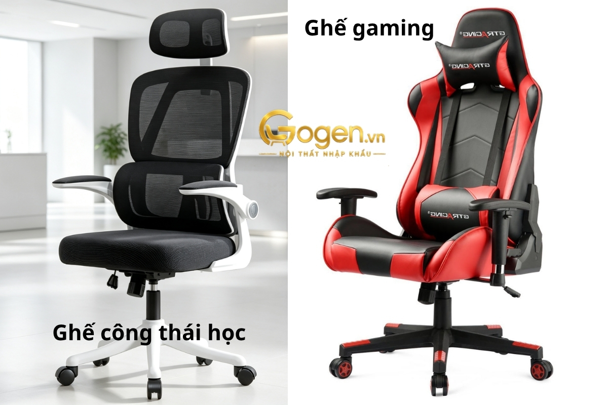 so sánh ghế công thái học và ghế gaming