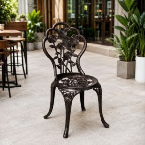 Ghế cafe nhôm đúc hoạ tiết hoa hồng pháp - Mã: 5449