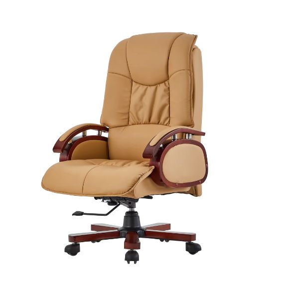 Ghế giám đốc bọc da công nghiệp chân ốp gỗ - Mã: 4328