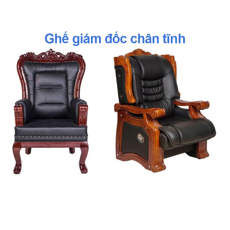 Ghế giám đốc chân tĩnh bằng gỗ bọc da cho phòng họp VIP