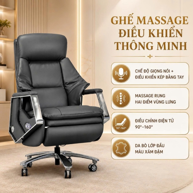 Ghế giám đốc thông minh tích hợp massage đa điểm